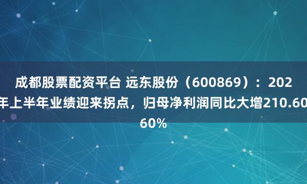 成都股票配资平台 远东股份（600869）：2025年上半年业绩迎来拐点，归母净利润同比大增210.60%